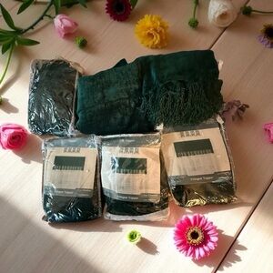 Set of 6 Home Essentials Green Chenille Toppers/Valences